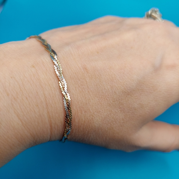 Beautiful Sterling Silver 925 woven tri-color bracelet. - Picture 4 of 10